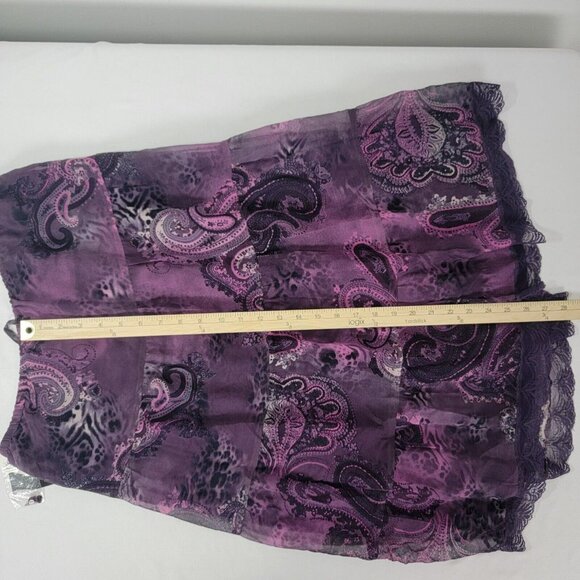 New York City Design Co. Purple Shiny Beading Women's Size Small SILK SKIRT New - Picture 6 of 8